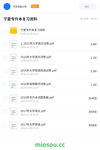 《宁夏专升本复习资料》职业资格网盘|学习资源网盘