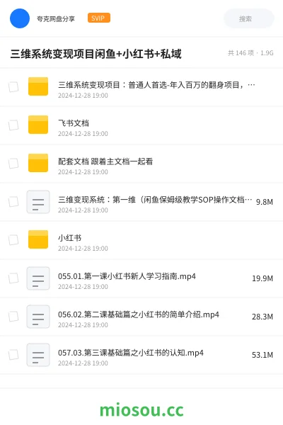 《三维系统变现项目:普通人首选-年入百万的翻身项目,闲鱼+小红书+私域》网赚网盘|学习资源网盘