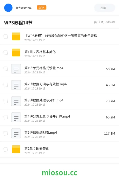 《【WPS教程】14节教你如何做一张漂亮的电子表格》教程网盘|学习资源网盘