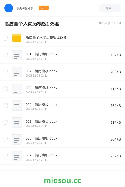《高质量个人简历模板 135套》软件学习资源封面