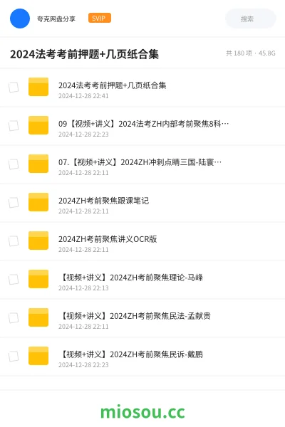 《2024法考考前押题+几页纸合集》职业资格学习资源封面