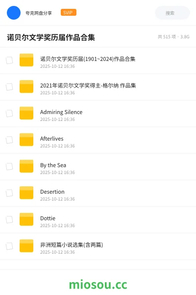 《诺贝尔文学奖历届(1901~2024)作品合集》书籍网盘｜学习资源网盘