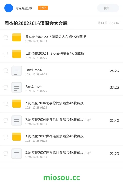 《周杰伦2002-2016演唱会大合辑4K收藏版》音乐网盘｜学习资源网盘
