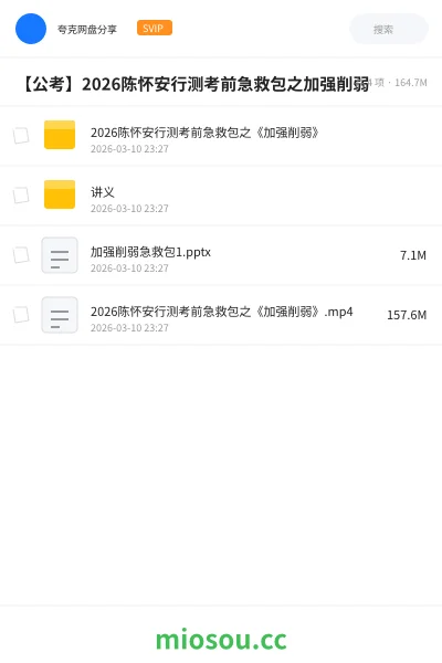 《2026陈怀安行测考前急救包之《加强削弱》》公考网盘|学习资源网盘
