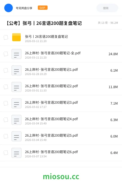 《张弓丨26言语200题复盘笔记》公考网盘|学习资源网盘