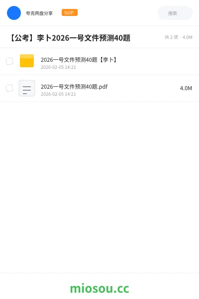 《2026一号文件预测40题【李卜】》公考网盘|学习资源网盘