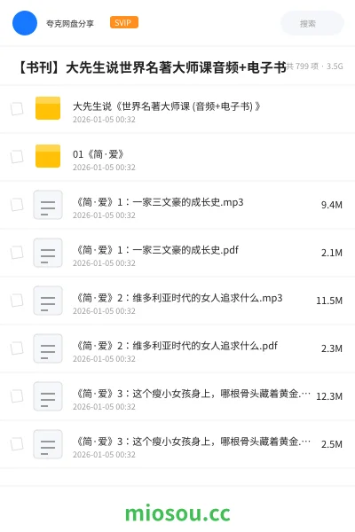 《大先生说《世界名著大师课 (音频+电子书) 》》书籍网盘|学习资源网盘