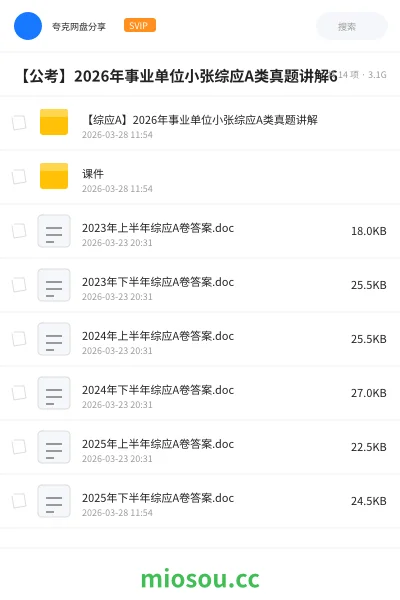 《【综应A】2026年事业单位小张综应A类真题讲解》公考网盘|学习资源网盘