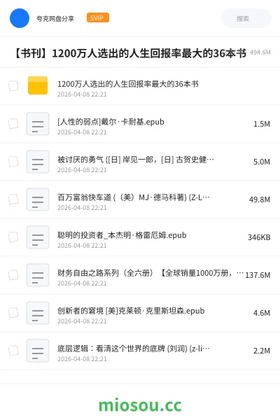 《1200万人选出的人生回报率最大的36本书》书籍网盘|学习资源网盘