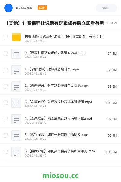 《付费课程-让说话有“逻辑”(保存后立即看,有用!!)》教程网盘|学习资源网盘