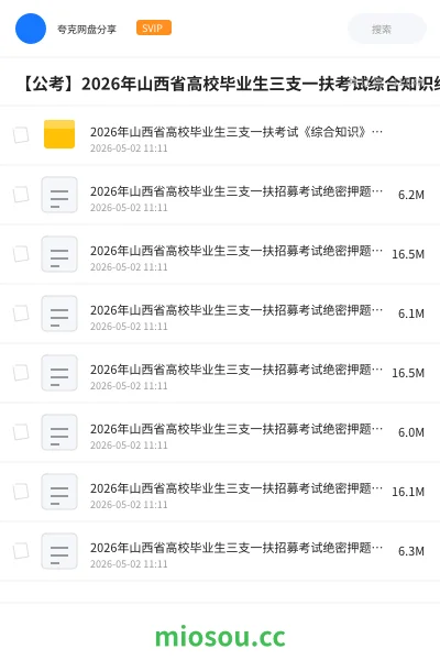《2026年山西省高校毕业生三支一扶考试《综合知识》绝密押题卷》公考网盘|学习资源网盘