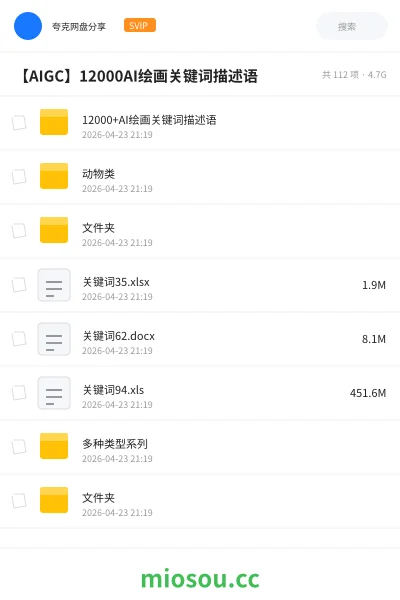 《12000+AI绘画关键词描述语》人工智能学习资源封面