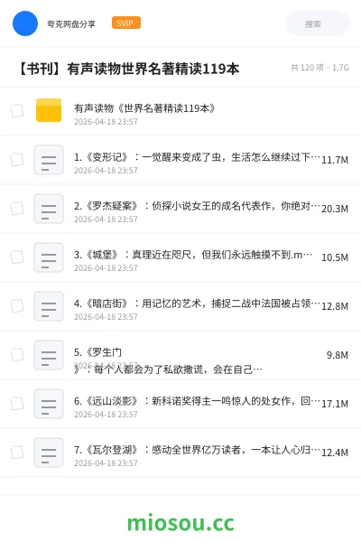 《有声读物《世界名著精读119本》》书籍网盘|学习资源网盘