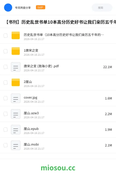 《历史乱世书单(10本高分历史好书让我们亲历五千年的乱世!)》书籍网盘|学习资源网盘