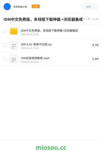 《IDM中文免费版,多线程下载神器 +浏览器集成》软件网盘|学习资源网盘