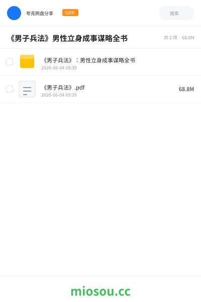 《《男子兵法》男性立身成事谋略全书》书籍网盘|学习资源网盘