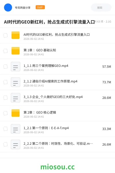 《AI时代的GEO新红利，抢占生成式引擎流量入口》人工智能网盘｜学习资源网盘
