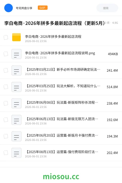 《李白电商·2026年拼多多最新起店流程(更新5月)》人工智能网盘|学习资源网盘