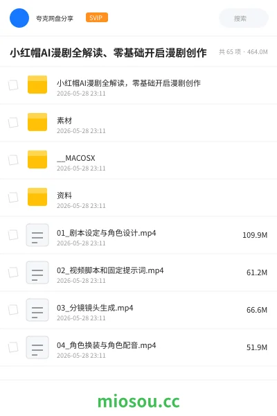 《小红帽AI漫剧全解读、零基础开启漫剧创作》人工智能网盘|学习资源网盘