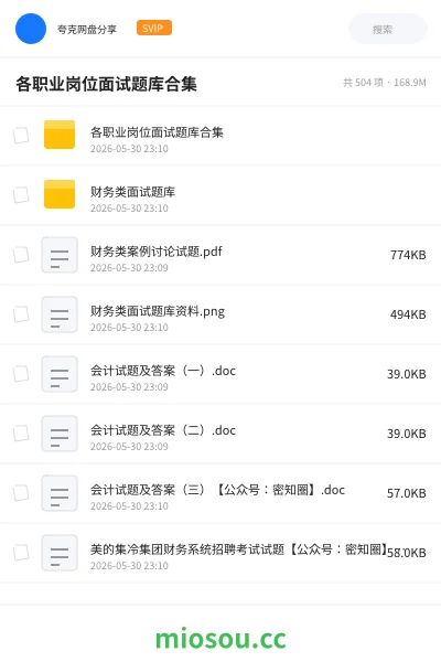 《各职业岗位面试题库合集》公考网盘|学习资源网盘