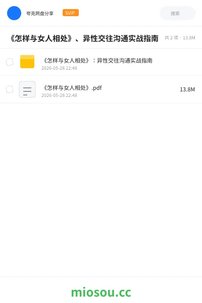 《《怎样与女人相处》、异性交往沟通实战指南》书籍网盘|学习资源网盘