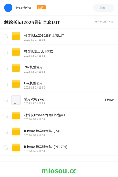 《林馆长lut2026最新全套LUT》人工智能网盘|学习资源网盘