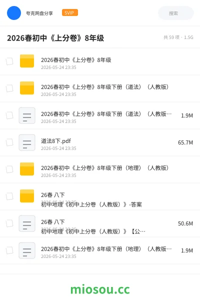 《2026春初中《上分卷》8年级》教程网盘|学习资源网盘