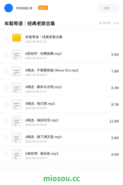 《🎶车载粤语|经典老歌合集》音乐网盘|学习资源网盘