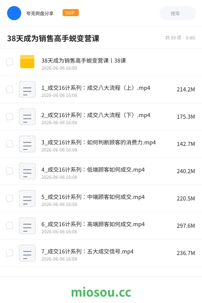 《38天成为销售高手蜕变营课》教程网盘|学习资源网盘