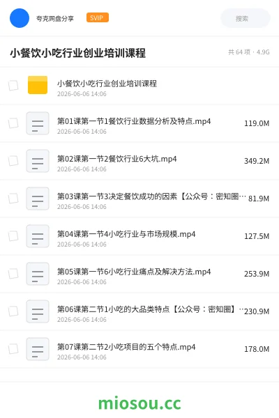 《小餐饮小吃行业创业培训课程》教程网盘|学习资源网盘