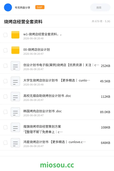 《烧烤店经营全套资料》教程网盘|学习资源网盘