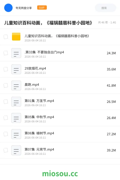 《儿童知识百科动画,《福锅囍眉科普小园地》》动画网盘|学习资源网盘