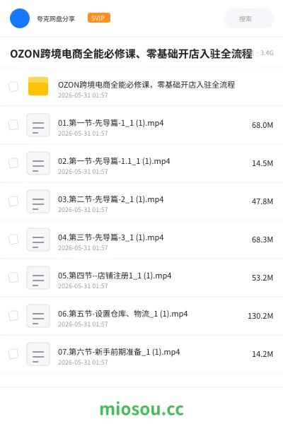 《OZON跨境电商全能必修课、零基础开店入驻全流程》教程网盘|学习资源网盘
