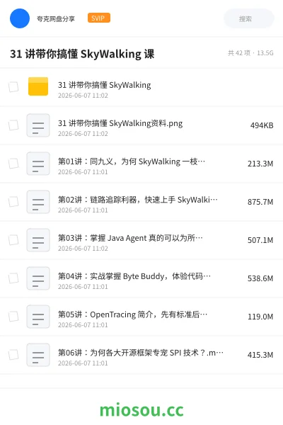 《31 讲带你搞懂 SkyWalking 课》编程网盘|学习资源网盘