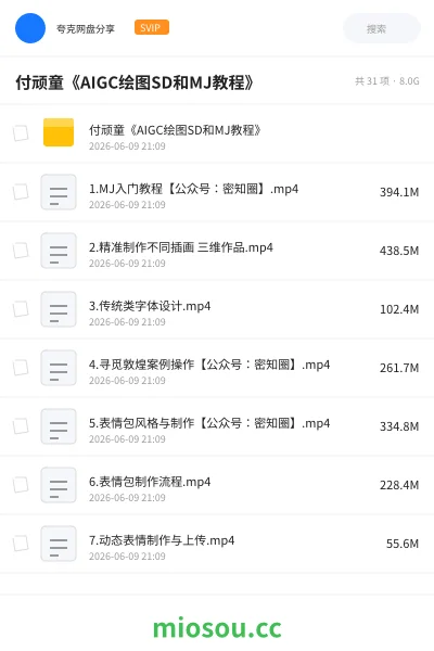 《付顽童《AIGC绘图SD和MJ教程》》人工智能网盘|学习资源网盘