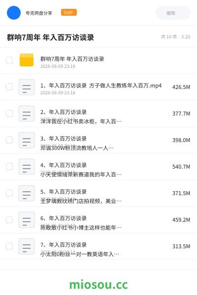 《群响7周年 年入百万访谈录》网赚网盘|学习资源网盘