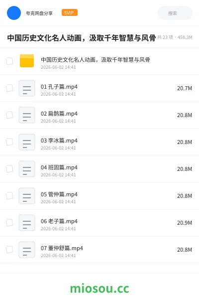《中国历史文化名人动画,汲取千年智慧与风骨》动画网盘|学习资源网盘