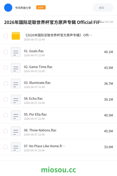 《2026年国际足联世界杯官方原声专辑 Official FIFA World Cup 2026 Album》音乐学习资源封面
