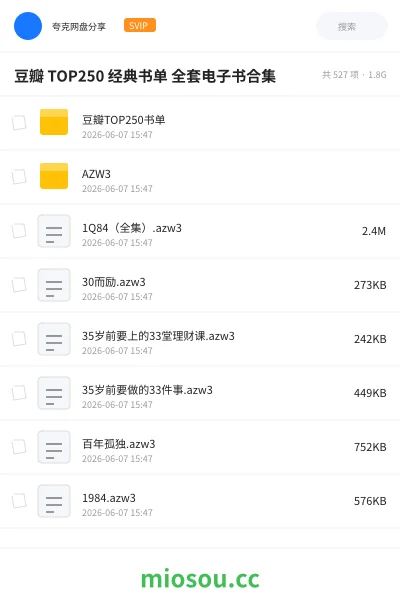 《豆瓣 TOP250 经典书单 全套电子书合集》书籍网盘|学习资源网盘