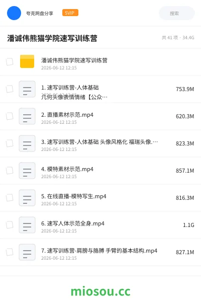 《潘诚伟熊猫学院速写训练营》教程网盘|学习资源网盘