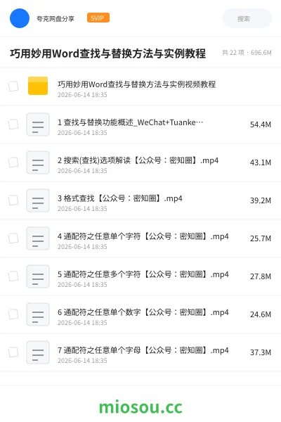 《巧用妙用Word查找与替换方法与实例教程》教程网盘|学习资源网盘