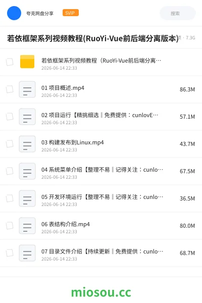 《若依框架系列视频教程(RuoYi-Vue前后端分离版本)》编程网盘|学习资源网盘