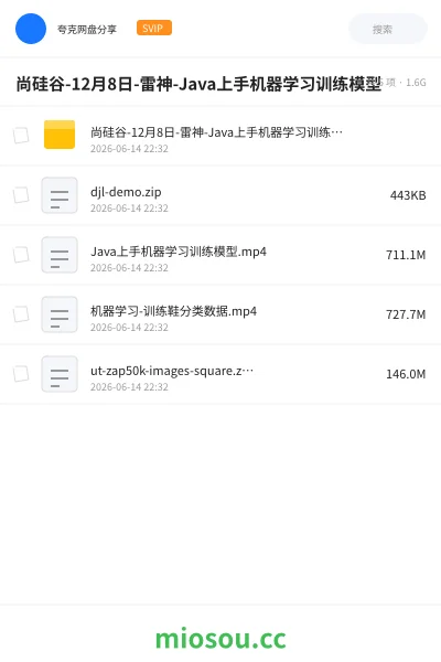 《尚硅谷-12月8日-雷神-Java上手机器学习训练模型》人工智能网盘|学习资源网盘