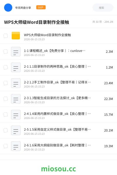 《WPS大师级Word目录制作全接触》教程学习资源封面