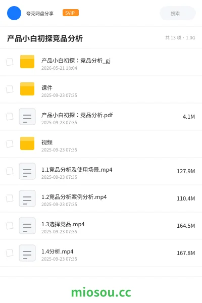 《产品小白初探竞品分析》教程网盘|学习资源网盘
