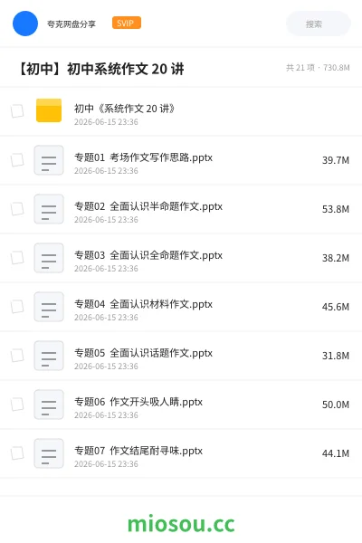 《初中《系统作文 20 讲》》教程网盘|学习资源网盘