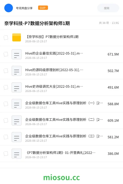 《奈学科技-P7数据分析架构师1期》编程网盘|学习资源网盘