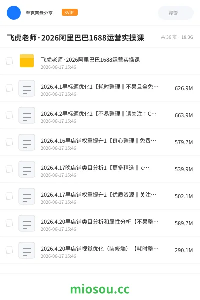 《飞虎老师·2026阿里巴巴1688运营实操课》教程网盘|学习资源网盘