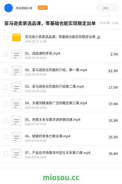 《零基础亚马逊小卖家选品课》教程网盘｜学习资源网盘