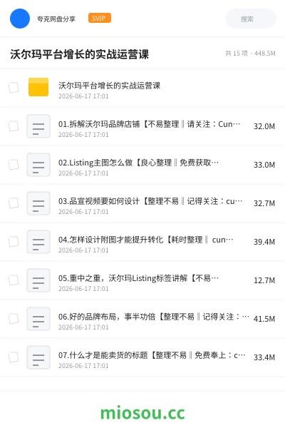 《沃尔玛平台增长的实战运营课》教程网盘|学习资源网盘